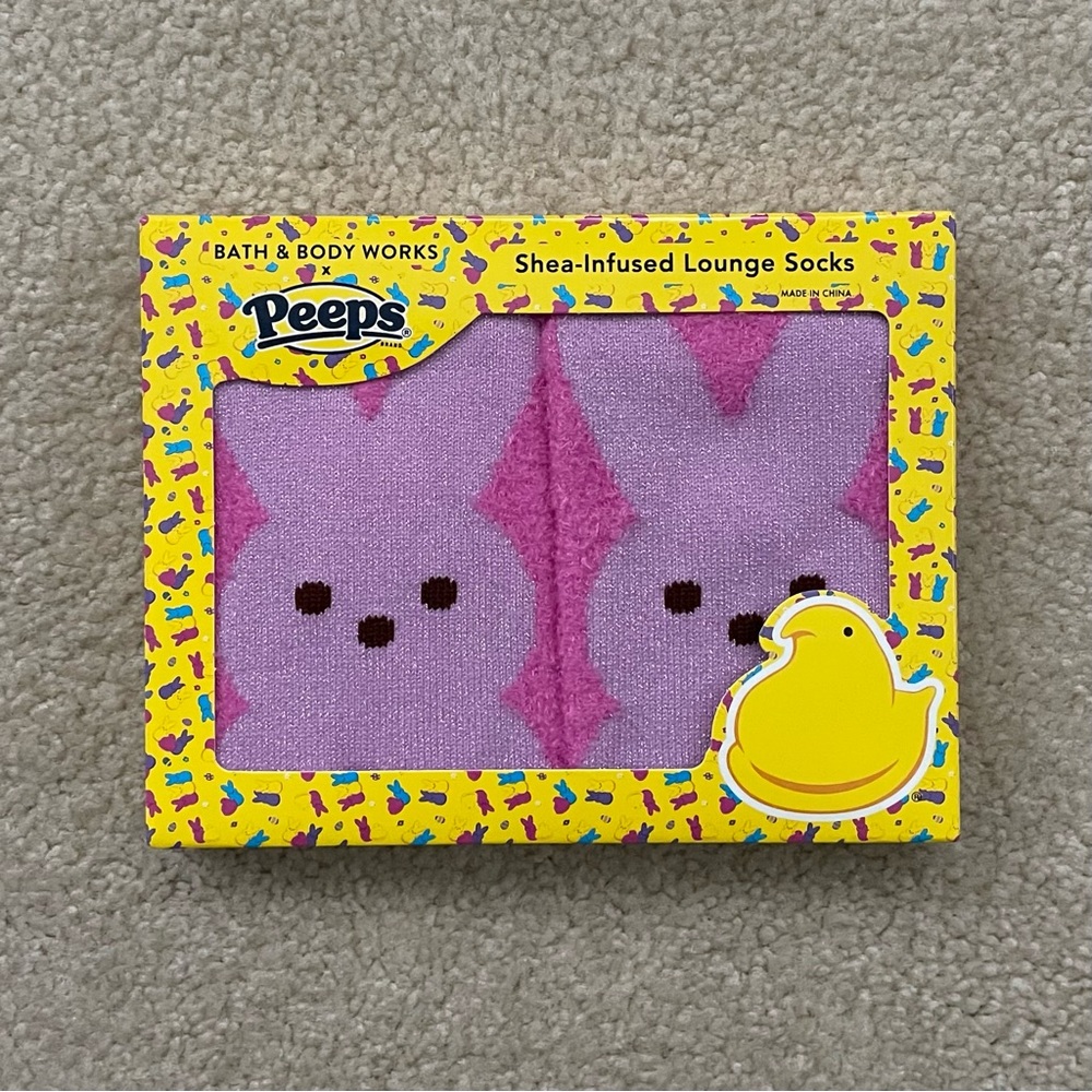 Bath & Body Works PEEPS Pink Marshmallow Bunny Shea-Infused Lounge Socks